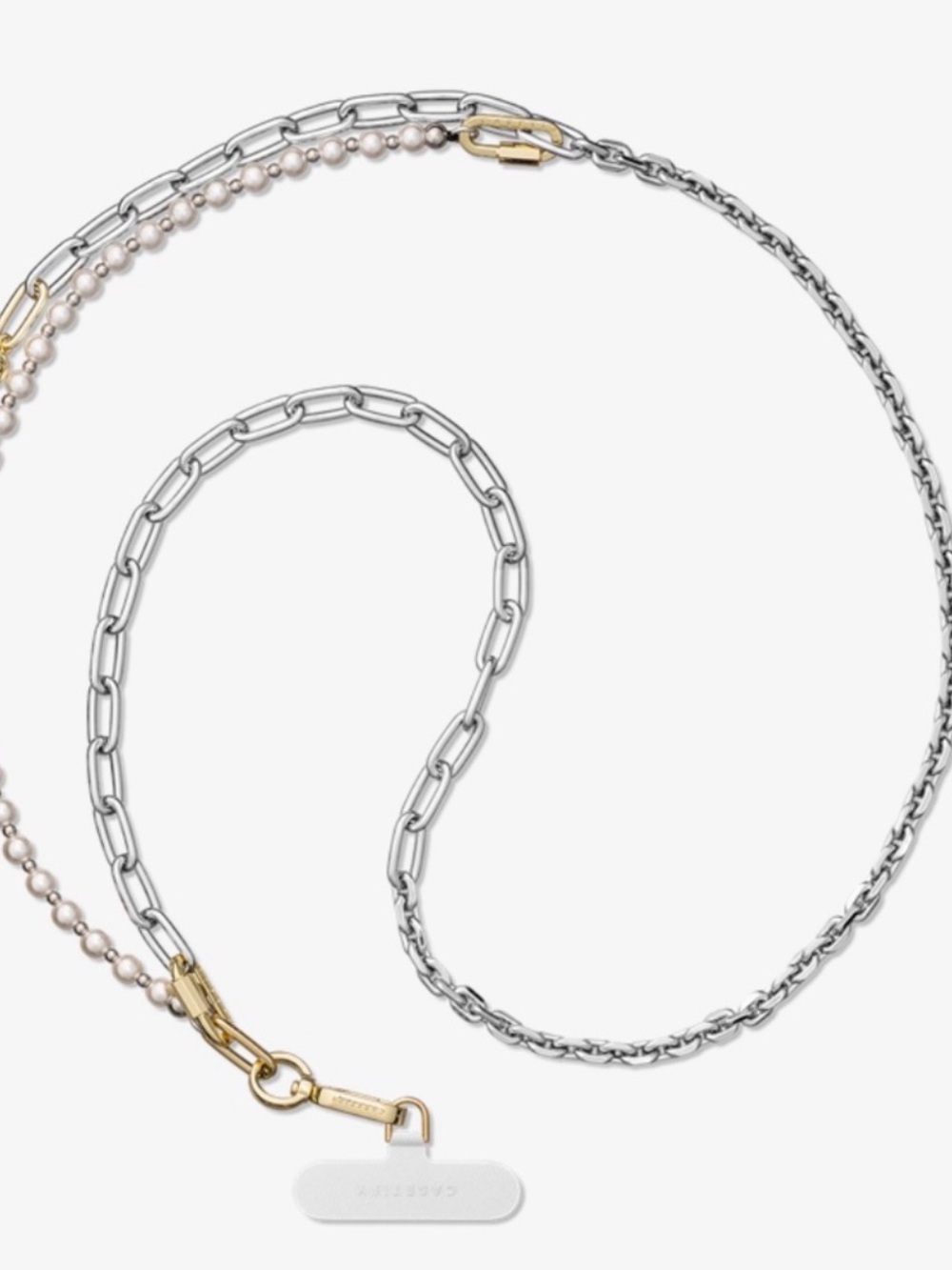 casetify - 2-in-1 Metal Cross-body Chain - Silver